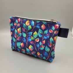 Kosmetiktasche "Lotta" mit Blättern, blau