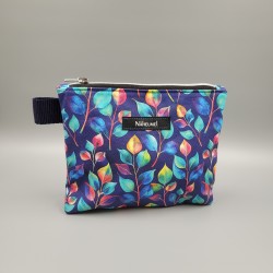 Kosmetiktasche "Lotta" mit Blättern, blau