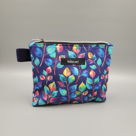 Kosmetiktasche "Lotta" mit Blättern, blau
