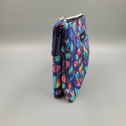 Kosmetiktasche "Lotta" mit Blättern, blau