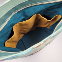 Beuteltasche Elva mint  mit Blumenprint