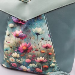 Beuteltasche Elva mint  mit Blumenprint