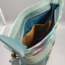 Beuteltasche Elva mint  mit Blumenprint