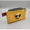 Kosmetiktasche "Lotta" aus gelbem Kunstleder mit vier Fächern