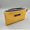 Kosmetiktasche "Lotta" aus gelbem Kunstleder mit vier Fächern